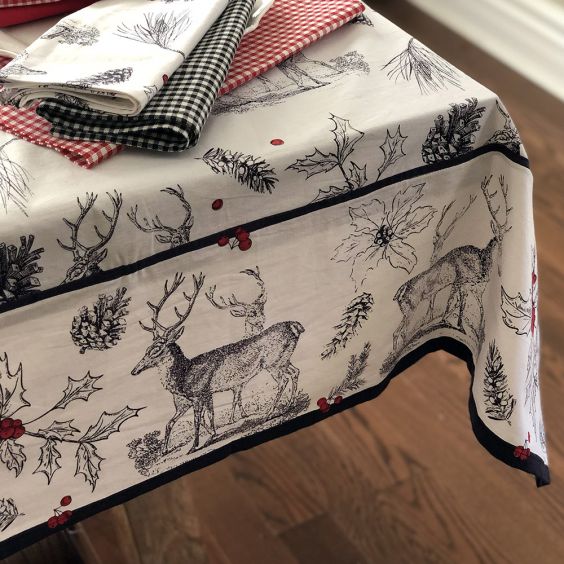 Toile holiday tablecloth
