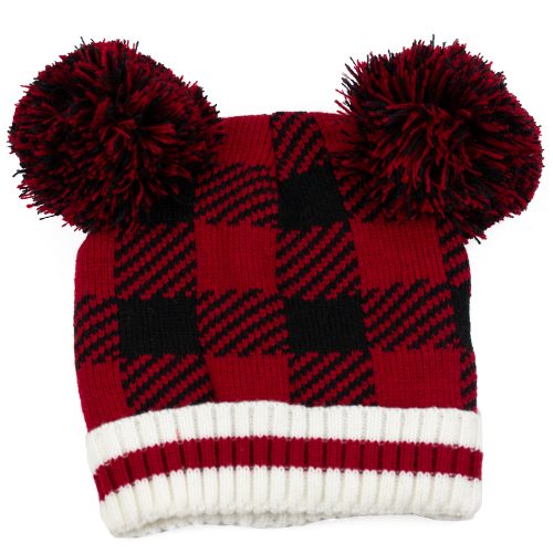 Plaid toque double pom buffalo plaid children's