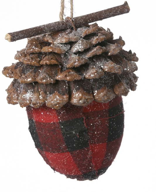 Buffalo plaid pinecone ornament