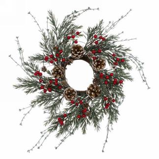 Glitter Pine Wreath with Berries