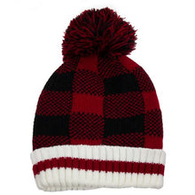 Load image into Gallery viewer, Buffalo Plaid toque with pom, striped
