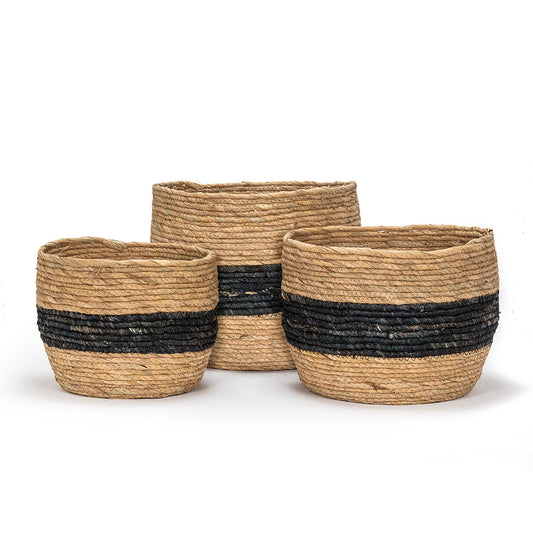 Basket Set Round Black Stripe (3)