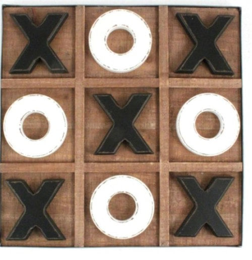 Wooden Tic Tac Toe Table Top Board