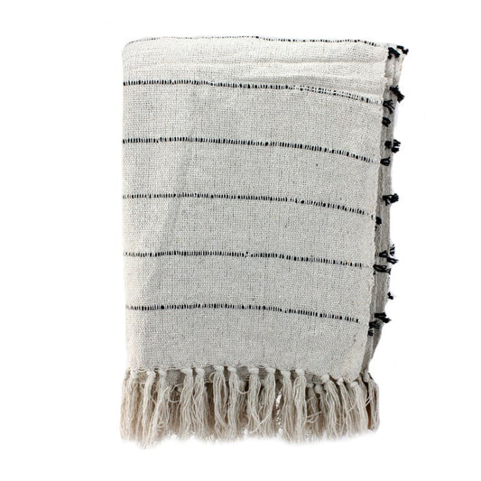 Natural white throw blanket