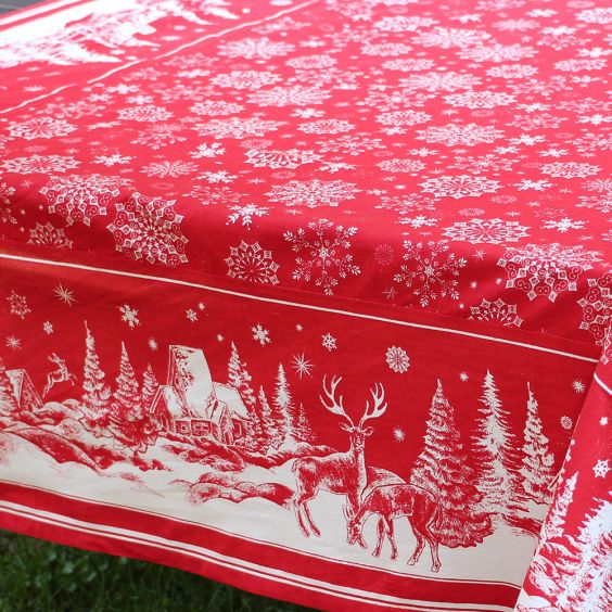 Winter Red Tablecloth Large Christmas