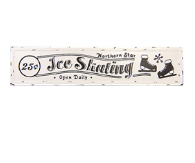 Ice Skating Sign Tin and Enamel
