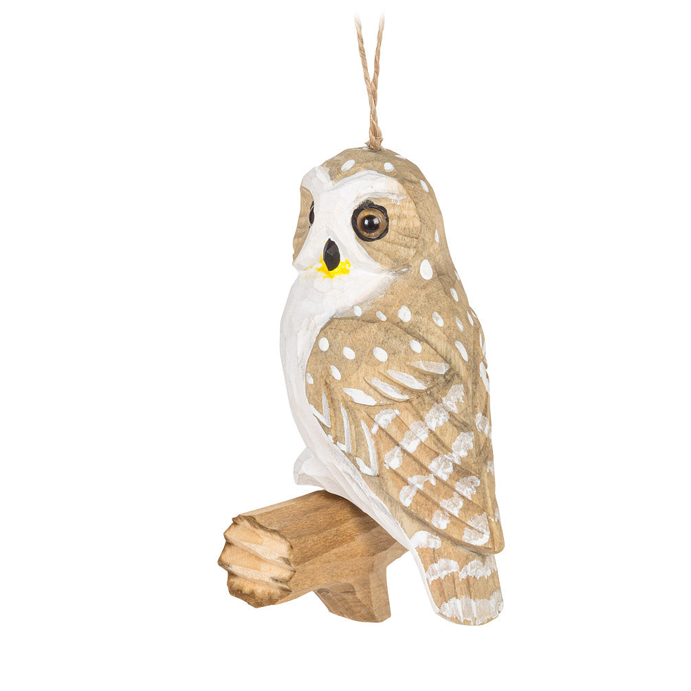 Carved Owl on Branch  Ornament