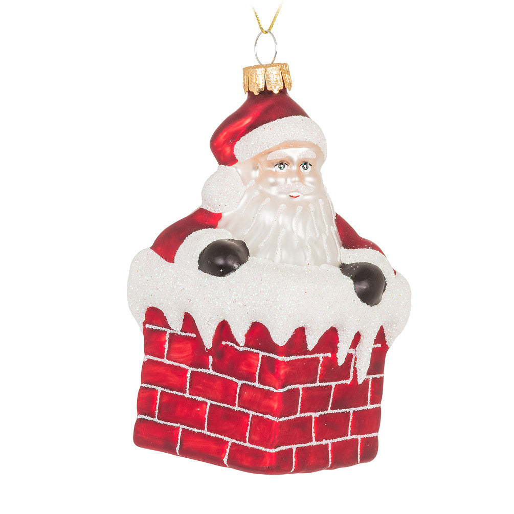 Santa in Chimney Ornament