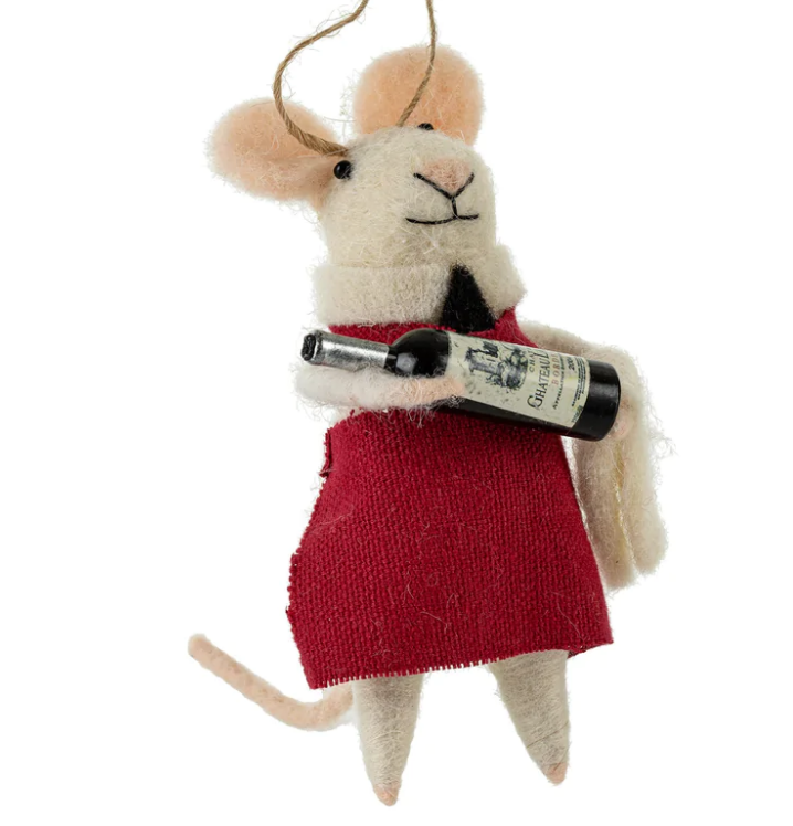 Monsieur Sommalier Felted Mouse Ornament
